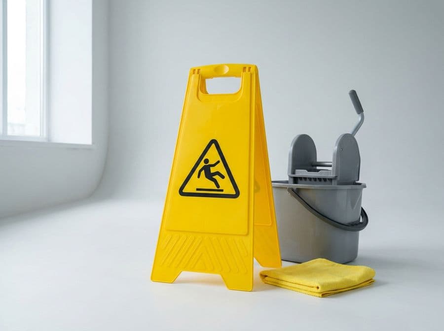 Señalización de piso mojado